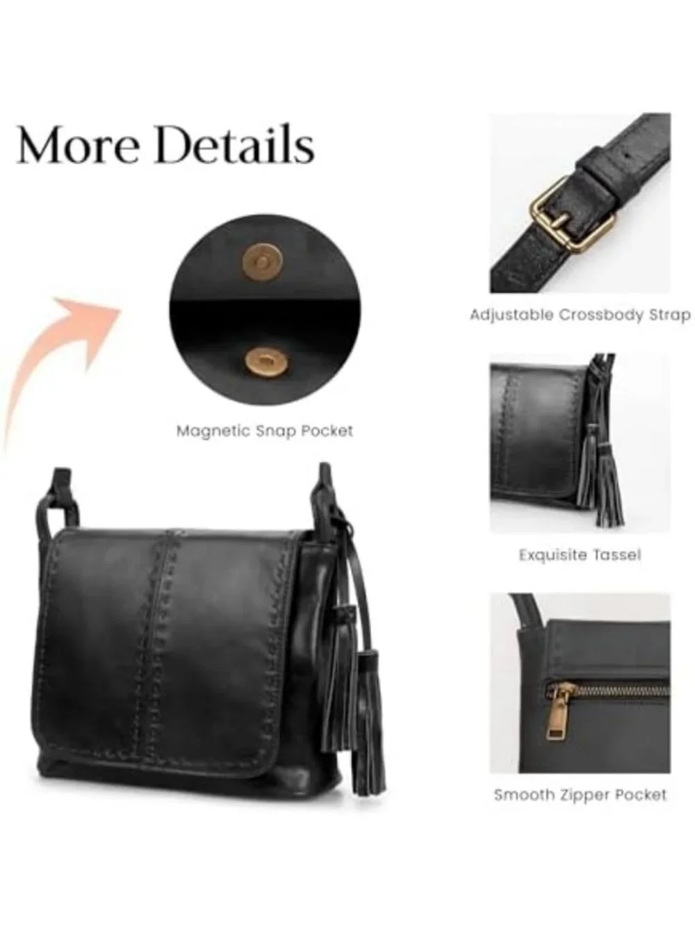 Vintage Leather Crossbody Bag for Women, Genuine Leather Purse, RFID